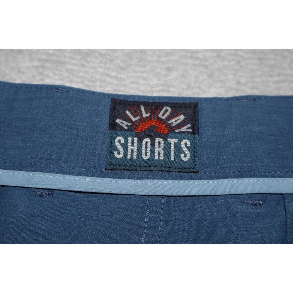 Faherty All Day Shorts Mens38 Blue Hybrid Stretch Drawstring Casual Polyester
